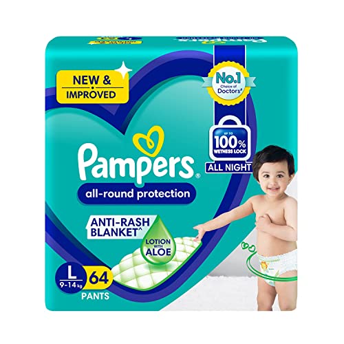 Image of Pampers Diaper Pants, Large, 64 Count & Pampers Active Baby Diapers, Medium, 90 Count