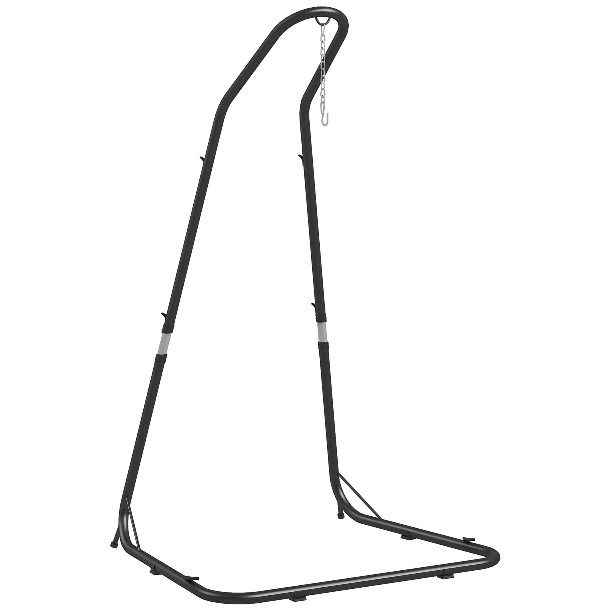 Outsunny Hängestuhlgestell Hängesesselgestell Höhenverstellbarer Ständer für Hängestuhl bis 150 kg Belastbar für Garten, Balkon, Metall, Schwarz, 133 x 116 x 195/230 cm