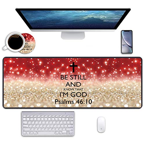 BWOOLL Desk Pad Mat Gaming Mouse Pads with Coasters, 31.5