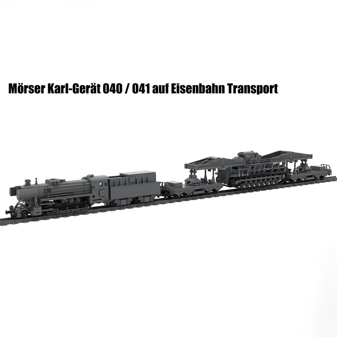 Dampf Zug Eisenbahn Bausteine Set, 2974 Teile MOC Deutsche Carl Selbstfahrlafette Eisenbahntragend Kleinteilige Bauklötze Modell, Geschenk für Erwachsene und Jungen