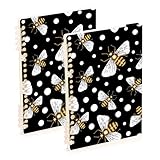 Photo Gallery mnsruu honey bee - taccuino a5 con rilegatura a spirale, a pois, per lavoro, scuola, diario, a righe, 120 pagine, 15 x 21 cm, confezione da 2 Photo Gallery mnsruu honey bee - taccuino a5 con rilegatura a spirale, a pois, per lavoro, scuola, diario, a righe, 120 pagine, 15 x 21 cm, confezione da 2