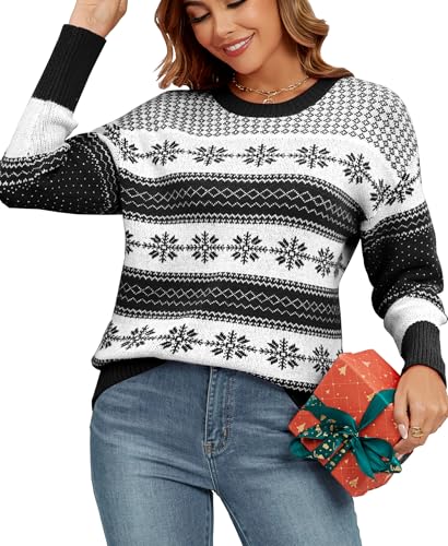 Women's Christmas Sweaters Ugly Knitted Pullover Fall Sweater Crew Neck Long Sleeve Jumper Tops for Party