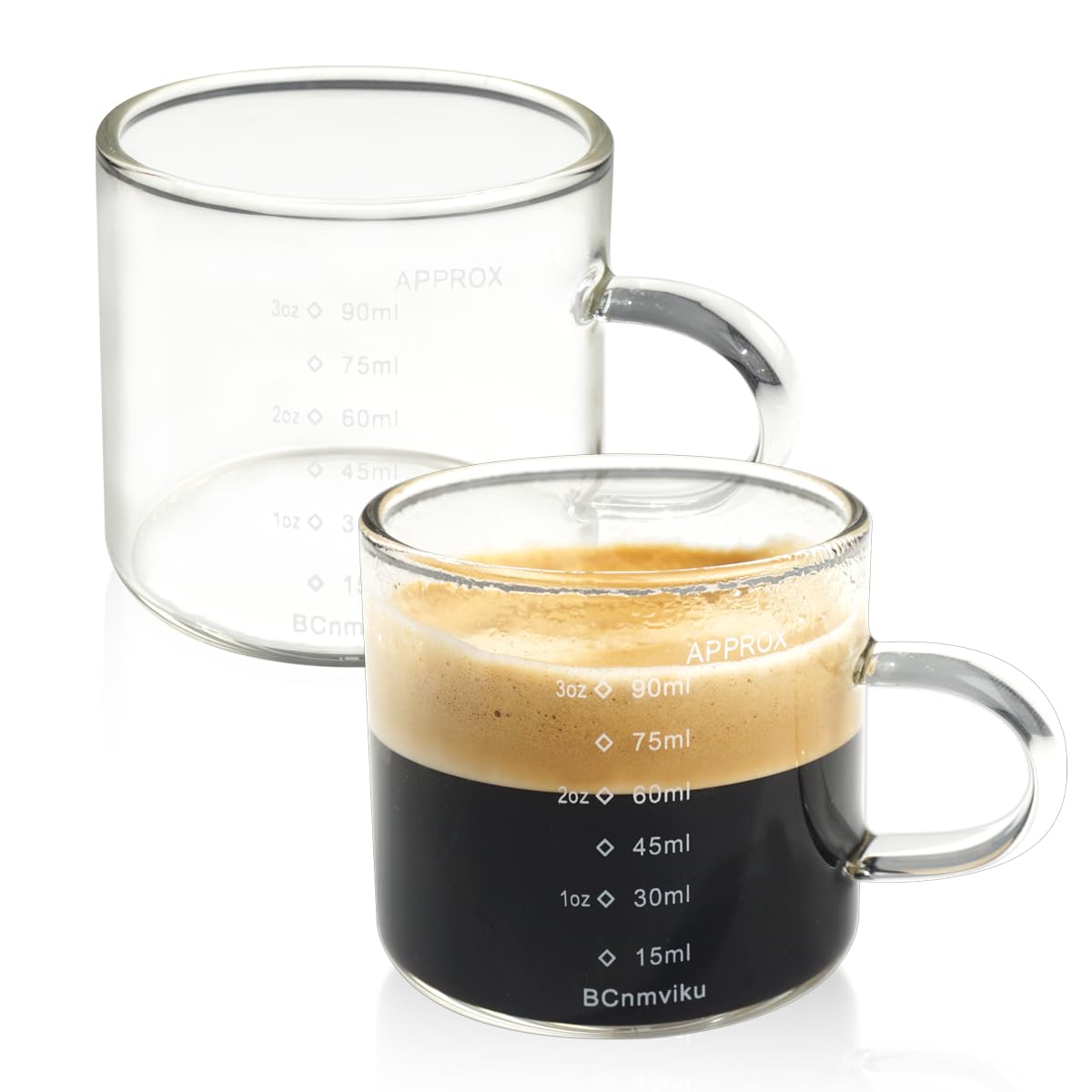 250 Ml Glas-Messbecher Mit Doppeltem V-Auslauf – Für Espresso, Milch & Mehr, Hitzebeständig Bis 150°C