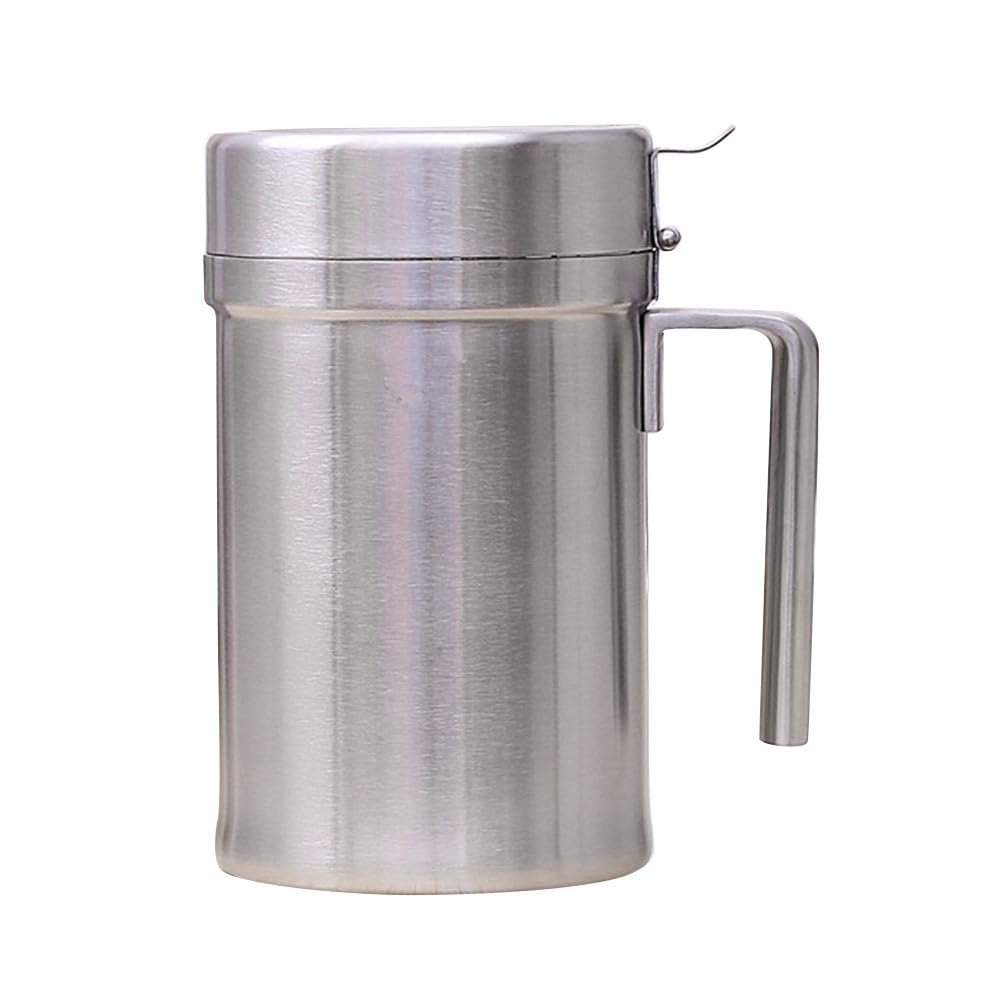 Cabilock Contenitore per Olio in Acciaio Inox 550ml con Coperchio, Dosatore per Cucina, Adatto per Condimenti Liquidi