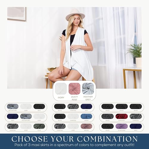 Image of Azules Sleeveless Cardigan for Women, Soft Lightweight Duster Open Front Sleeveless Long Cardigan Vest (3 Pack)