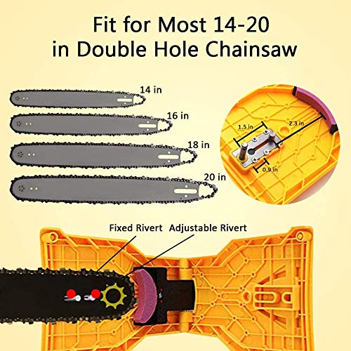 Blobabe Chainsaw Sharpener, Portable Chain Saw Blade Sharpener Chainsaw Teeth Sharpener Kit Universal Sharpening Stone Grinder Tools for 14/16/18/20 Inch Two Holes Chain Saw Bar