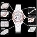Womens Luxury Wrist Watch Fashion Rhinestone White Ceramic Watch Casual Lady Nice Dress Watches (Rose Gold)