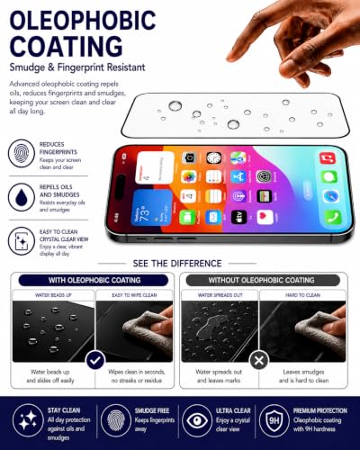 Image of Tempered glass for iphone 15 /iphone 16 (6.1 Inch), Screen Protector 9H Hardness, HD Clear, Bubble-Free, Case Friendly, Full Coverage, Easy Installation of iphone 15 tempered glass, Pack Of 1