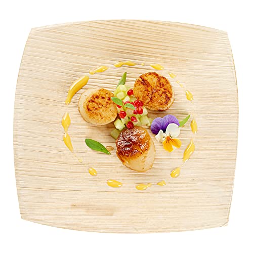 Image of Restaurantware Midori 6 x 6 Inch Medium Square Palm Plates 100 Microwavable Palm Leaf Plates - Freezable Sustainable Areca Palm Leaf Plates Oven-Ready For Hot & Cold Foods