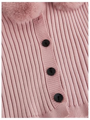 Image of MakeMeChic Women's Faux Fur Fuzzy Cardigan Sweaters Valentines Day Outfit Y2K Long Sleeve Rib Knit Cardigan