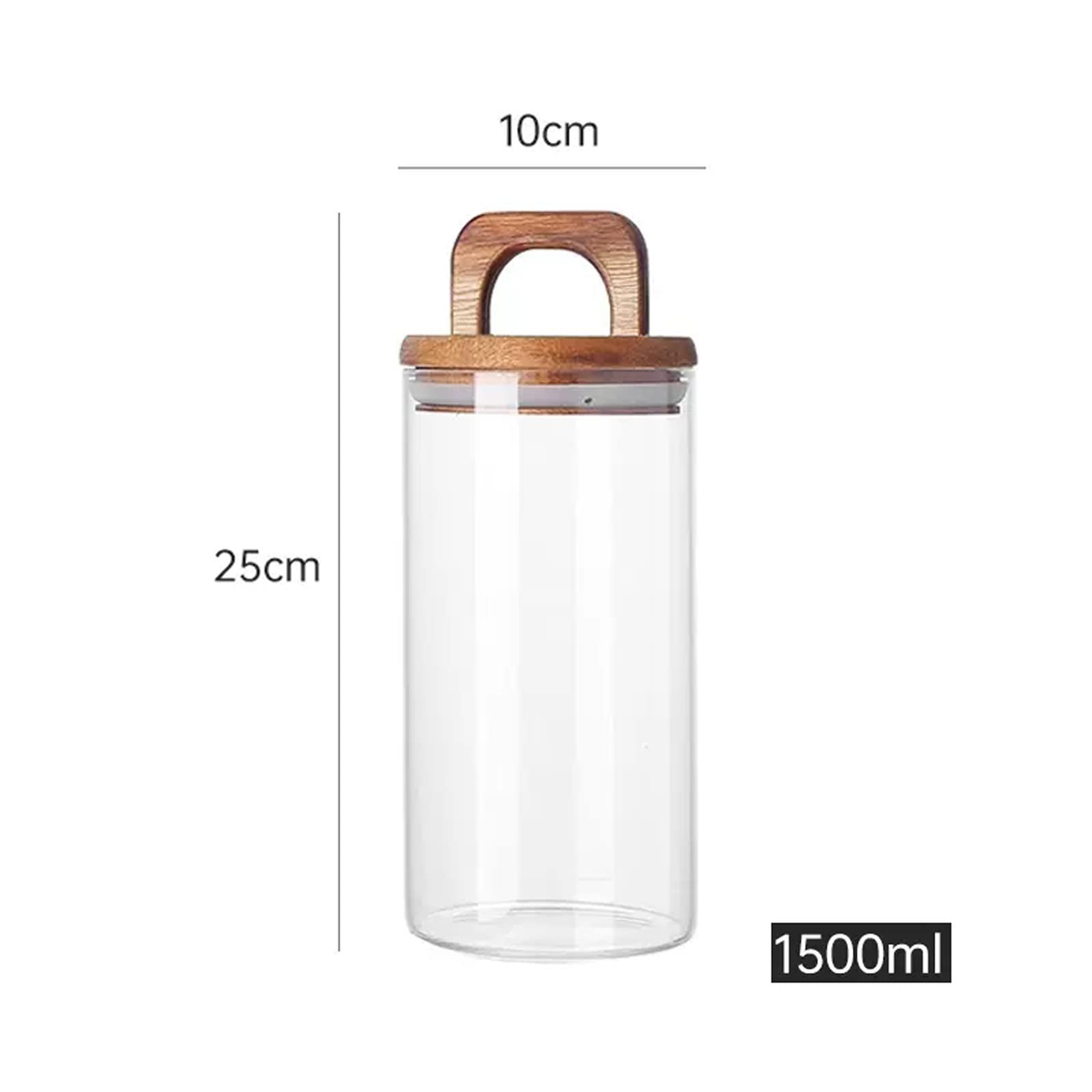Küchendosen Transparente Glas-Tee-Aufbewahrungsbehälter, Lebensmittel-Aufbewahrungsbehälter mit luftdichtem Holzdeckel und Griff for Servieren von Tee, Kaffee, Honig für Zucker(1500ML)