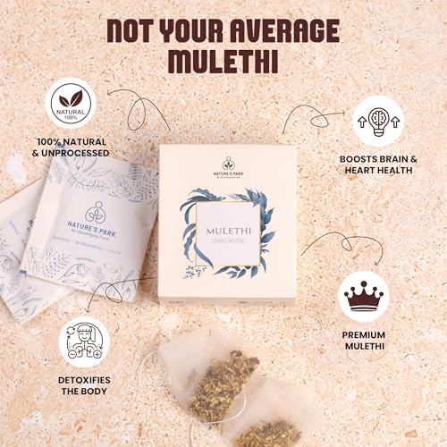 Image of Nature's Park - Herbal Infusion Mulethi (Licorice) - 5 Premium Tea Bags - 100% Pure & Natural Detox Wellness Tea for Immunity Boost, Digestive Health, and Stress Relief - Soothing & Refreshing