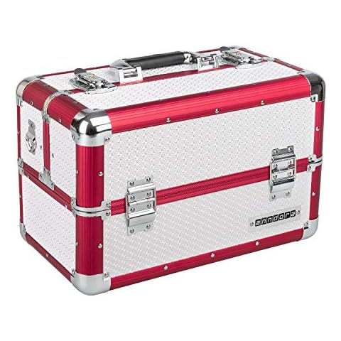 anndora Beauty Case Kosmetikkoffer Schmuckkoffer 20 Liter - Aluminium Rot Weiß Cover