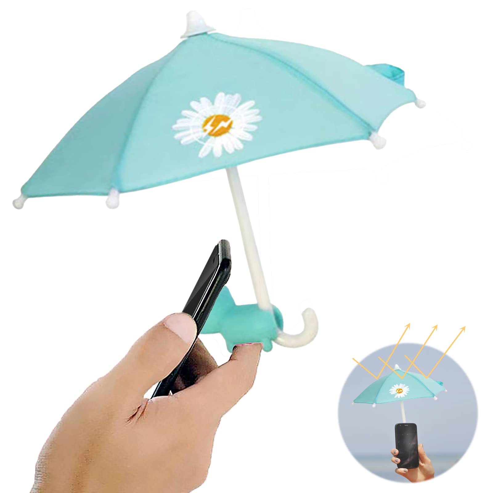 Phone Umbrella for Sun, Cell Phone Umbrella Sun Shade, Umbrella for Phone with Universal Adjustable Piggy Suction Cup Stand, Sun Shade for Phone, iPad, iPhone, Kindle Blocking Glare Anti-Reflection