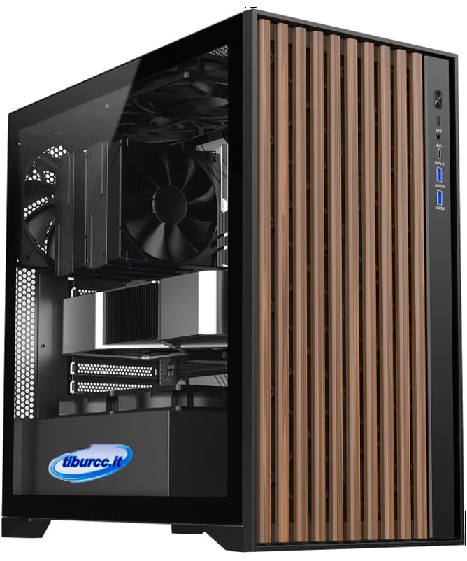 Tiburcc Computer Gaming PC WOODY (R7 7700, RTX 5070 12GB) 32GB RAM 1TB NVMe WIFI Bluetooth