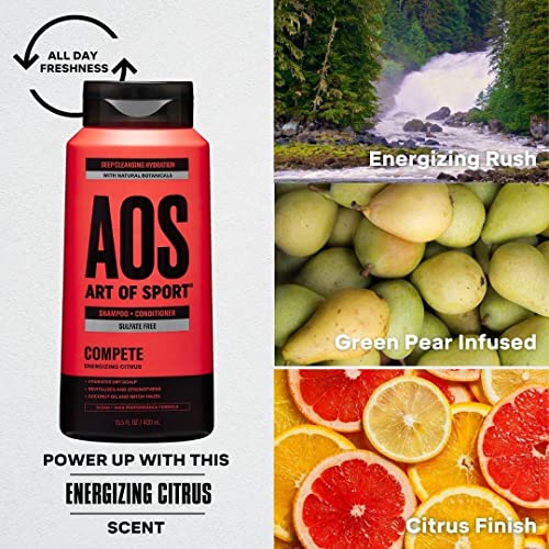 Art Of Sport Men’s Shampoo And Conditioner, 2-In-1 Hair Wash, Sulfate Free, Citrus Fragrance, Made With Natural Botanicals & Coconut Oil, Deep Cleans & Fights Dry Scalp And Dandruff, Compete Scent, 13.5 Fl Oz (Pack Of 3) #TOP1