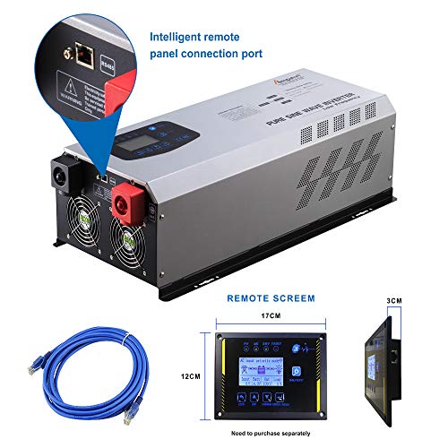 5000W Peak 15000watts Pure Sine Wave Power Inverter 24V DC to 120/240 VAC Split Phase with Battery AC Charger,Off Grid Low Frequency Solar Inverter for Lithium, Sealed,AGM, Gel,and Flooded Batteries