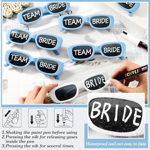 Image of Flutesan Personalized Rectangle Sunglasses with Marker Pens for Adult DIY Custom Birthday Wedding