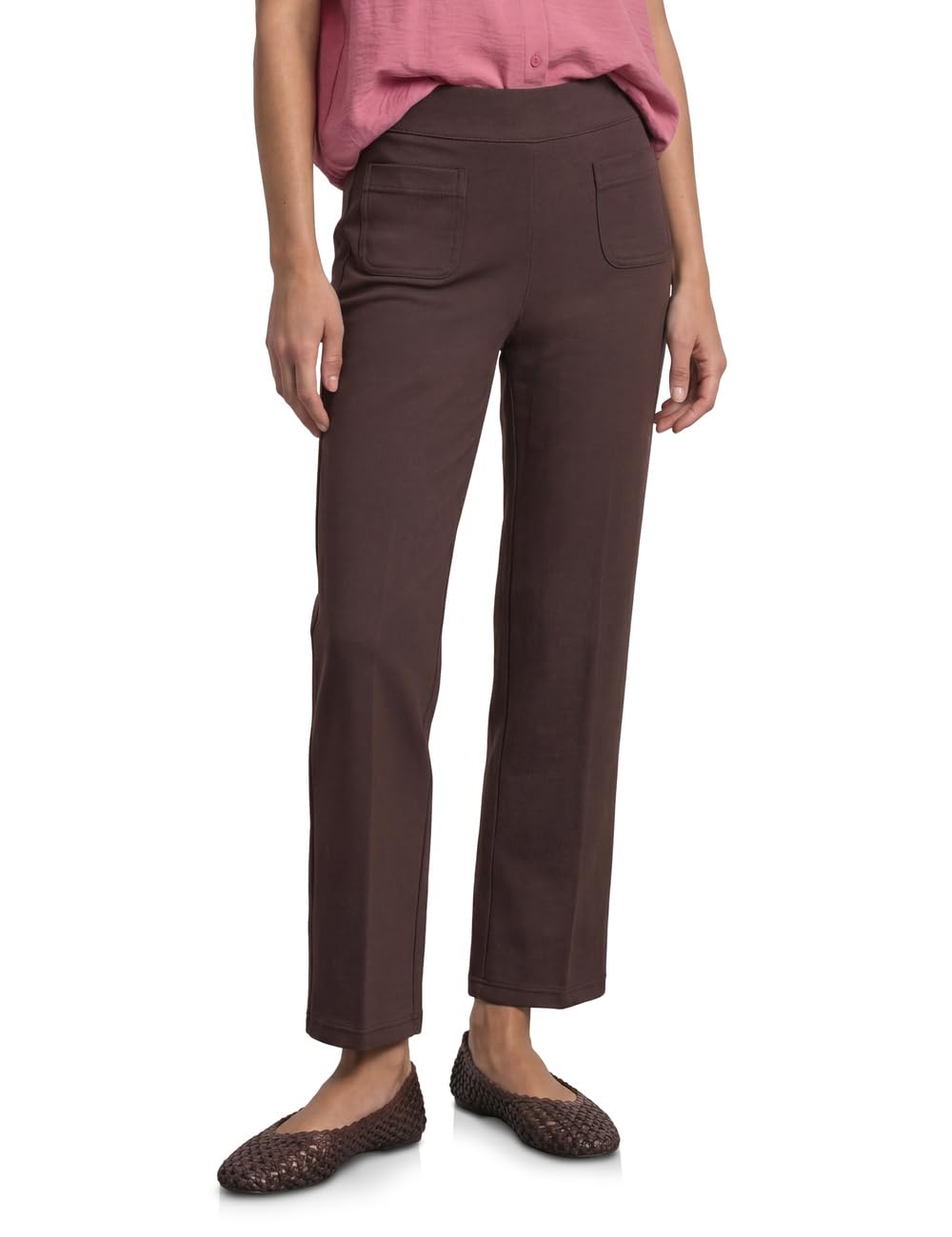 Street One High Waist Straight Leg Trousers in Casual Fit Ruby Vine 36