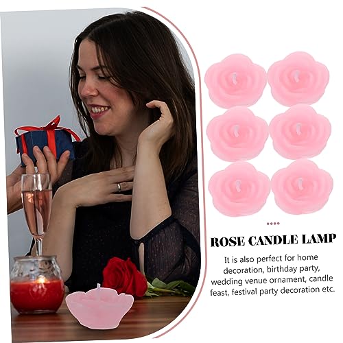 Miniatura 7 de Holidyoyo Velas Flotantes De Flores Rosa 6 Piezas De Cera De Sin Humo Para Decoración Del Hogar, Bodas Y Fiestas Ambiente Romántico