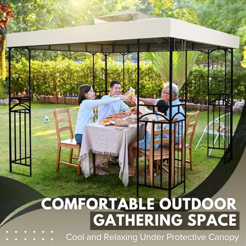 Flexzion Gazebo Cover Replacement Canopy Top 8x8 Ft (2.4m x 2.4m) - Double Tier Top Canopy Cover Replacement with UV30+, Dirt, Water Resistant for Outdoor, Sunshade, Garden, Patio, Pavilion (Ivory) 8 Flexzion Gazebo Cover Replacement Canopy Top 8x8 Ft (2.4m x 2.4m) - Double Tier Top Canopy Cover Replacement with UV30+, Dirt, Water Resistant for Outdoor, Sunshade, Garden, Patio, Pavilion (Ivory) - Image 8