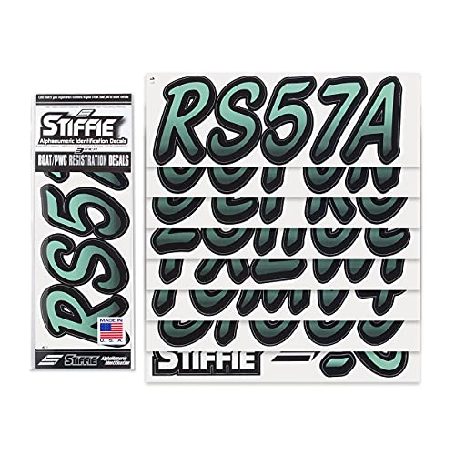 Image of STIFFIE Whipline Cozumel /Black 3 inch Boat & PWC Registration Decals • Numbers Letters Stickers