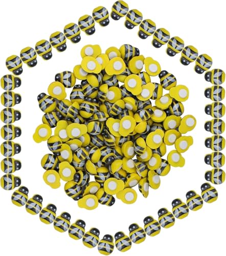 DAVIDJAMESCLARKE 100 Piezas Pequeña Abeja de Madera Autoadhesiva Abeja Mini Abeja de Madera Pegatinas de Madera Abeja para Manualidades, álbumes de Recortes, decoración de Fiestas