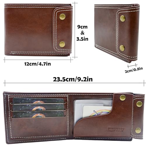 Men's Wallets Slim RFID Blocking Leather Mens Bifold Wallet with ID Window and Gift Box (Brown)4