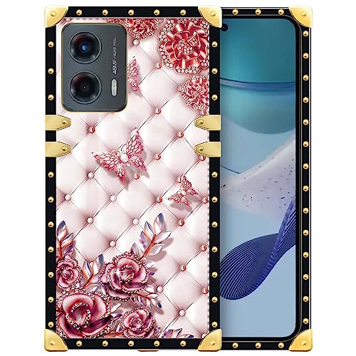 Coque Motorola Moto G 5G 2023 luxe à strass et bordure dorée