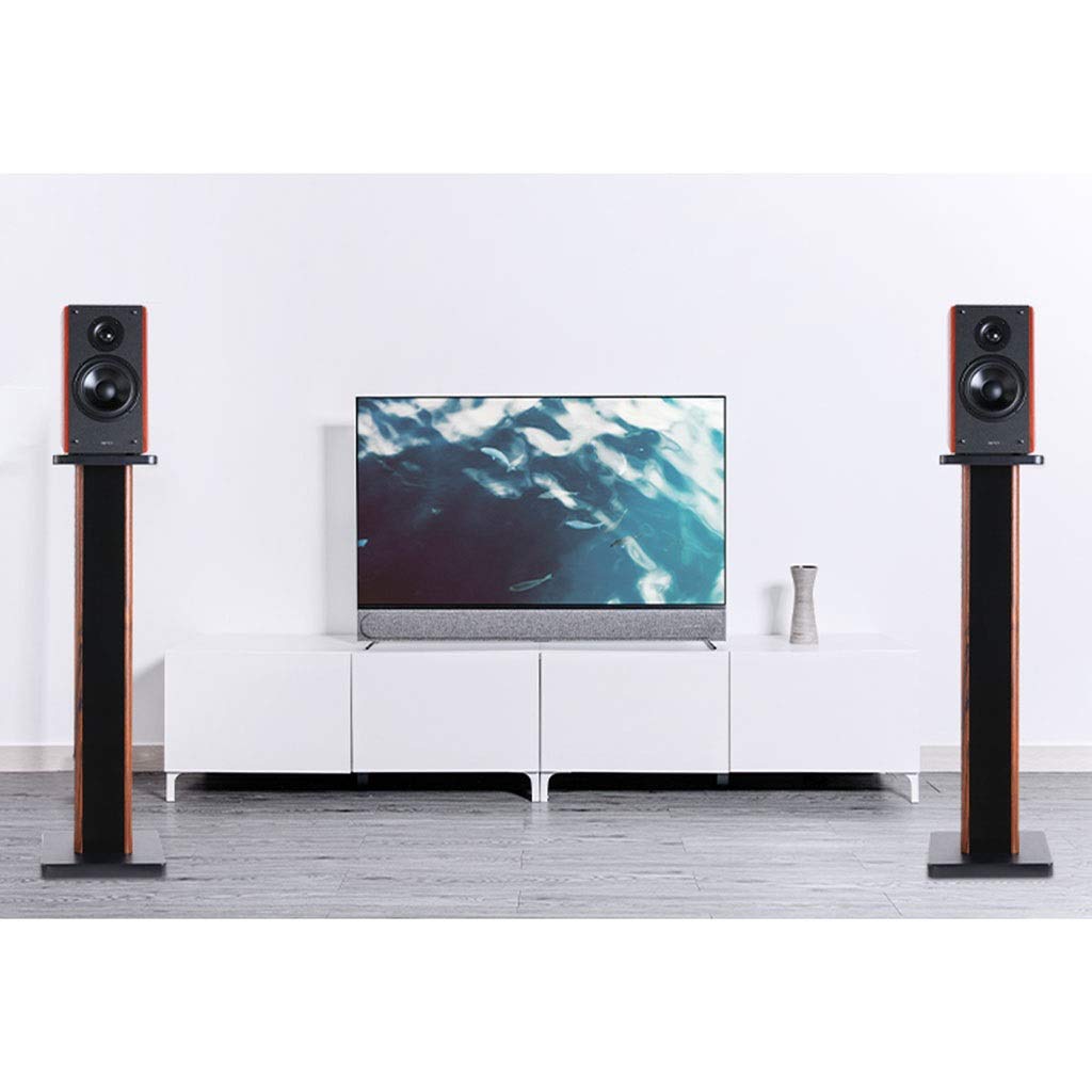 Set di 2 supporti da pavimento in legno per altoparlanti HIFI, autoportanti, con imbottitura in sabbia per un forte assorbimento del suono e degli urti (marrone, 24 x 28 x 30 cm)