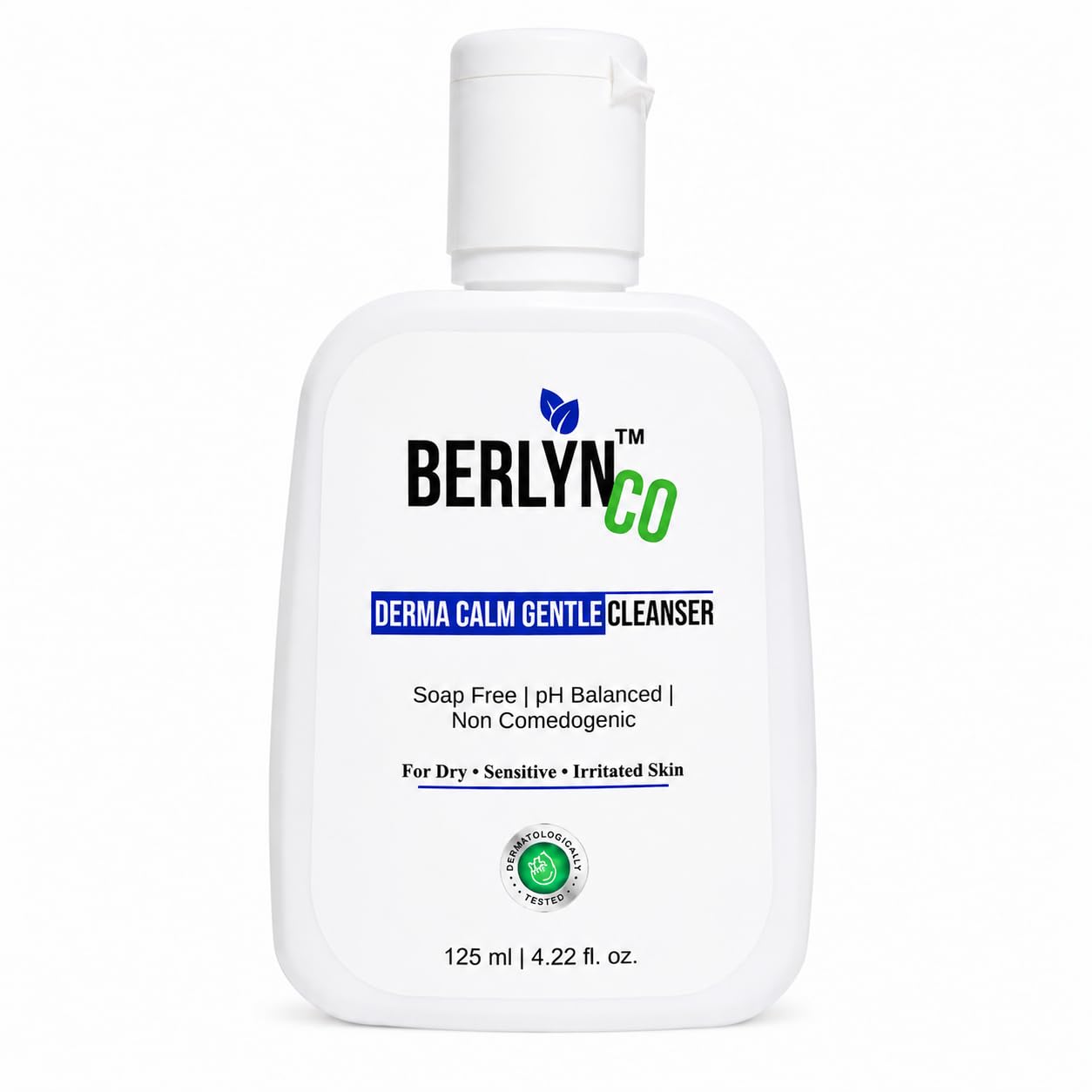 BERLYNCO Derma Calm Gentle Cleanser for Dry & Sensitive Skin 125ml | Soap-Free pH Balanced | Non-Comedogenic Daily Cleanser | Deep Cleansing Without Dryness