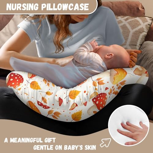 Image of Mushroom Nursing Pillow Cover Breathable Neutral Breastfeeding Pillow Cover Easy to Clean Soft Removable Pillow Cover for Infant Snug