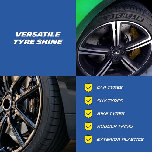 Image of Michelin Tyre Shine Polish for Car 400ml | Instant Deep Black Gloss for Tyres & Plastic Parts with UV-Protection | Restores Faded Surfaces & Prevents Premature Ageing | Long-Lasting Non-Greasy Shine