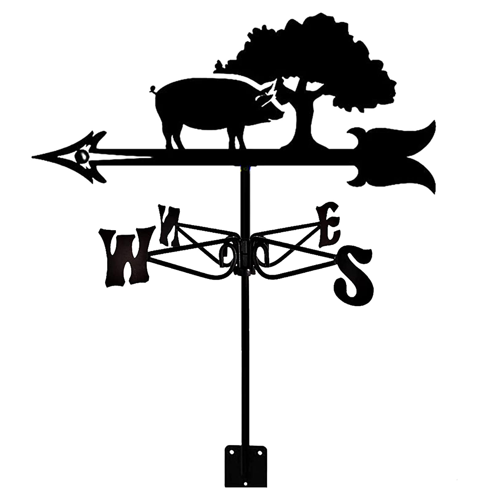 WIQUYBML Weather Vane Shape wind vane for Roof Mount Outdoor weathervane Farm Scene Garden Stake Wind Direction Indicator with Anti-Rust Coating Measuring Tool(Pig)