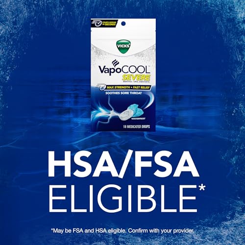 Vicks VapoCool Severe Medicated Sore Throat Drops, Max Strength Menthol, Soothes Sore Throat Pain, Winterfrost Flavor, 70 Count - image 7