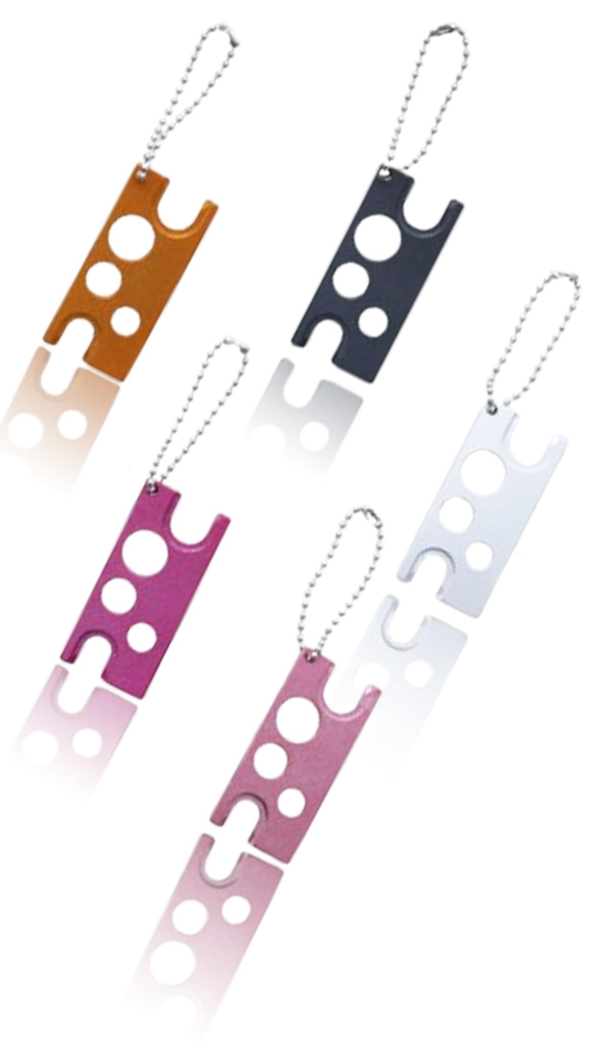 5 Pieces Stainless Steel Essential Oil Bottle Openers with Keychain - Colored Metal Caps Opener for Universal Eyelash Glue Replacement Bottles and More