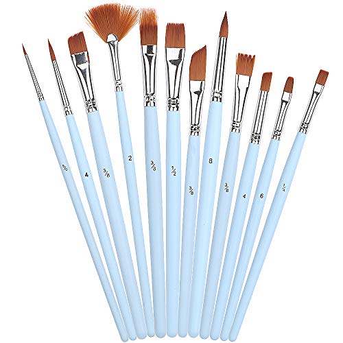 STEFORD Paint Brushes Set-12 PCS Artist Acrylic Paintbrushes Nylon Hair Painting Brush for Watercolor Oil Acrylic Painting,Drawing&Art Supplies