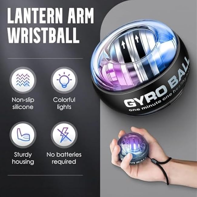 Curaball Hand Exerciser with Counter, Torque Ball Hand Strengthener - Auto Start & Enhance Grip Strength, Metal Wrist Trainer Ball with LED Lights, Wrist Exerciser for Men Women