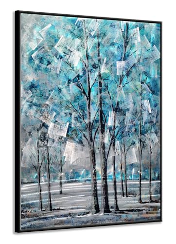 Yihui Arts Blue Tree Metal Wall Art - Stunning Framed