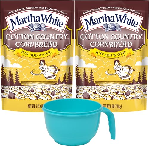 Martha White Cotton Country Buttermilk Cornbread Mix, 6 Ounce (Pack of 2) with Mixing Bowl