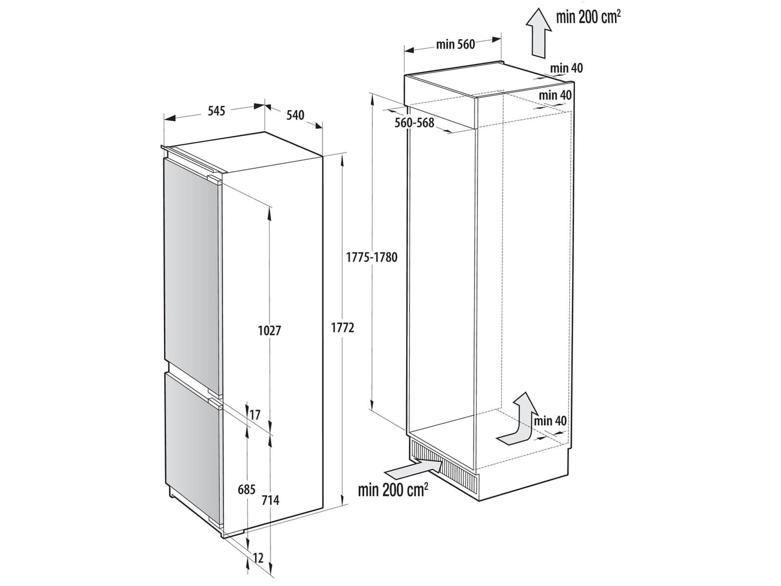 Gorenje NRKI517C62WF lodówko-zamrażarka do zabudowy