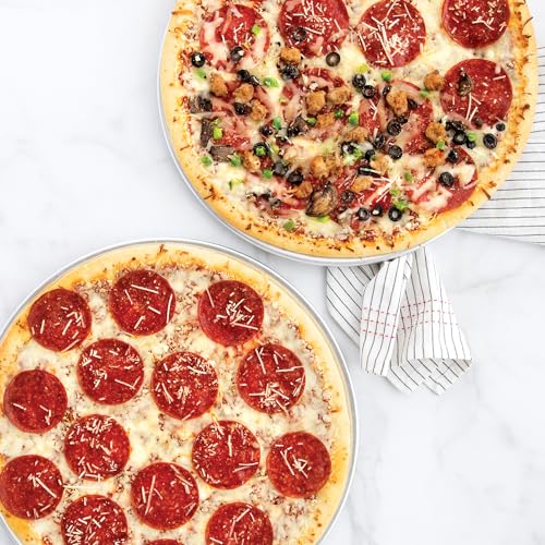 Nordic Ware perforated pizza pan with pizza