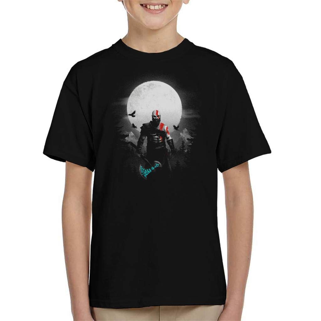 Cloud City 7 God of War Kratos Moon Kid's T-Shirt Black