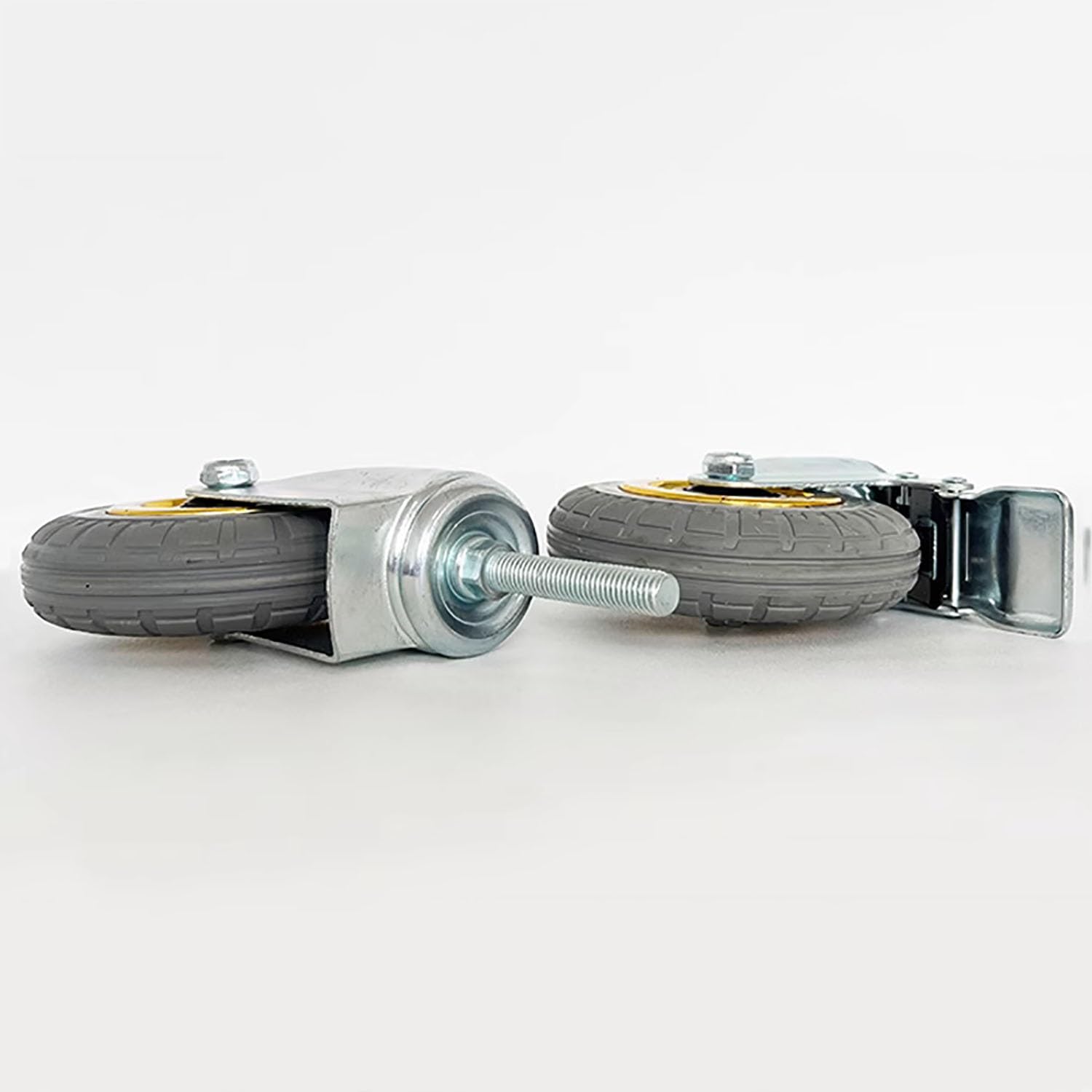 75/100/125mm Rotelle Girevoli con Perno Filettato M12, Ruota Girevole Silenziosa in Gomma Piena con Freno, Ruote per mobili, portante 70kg Set di 4(Swivel,3inch)