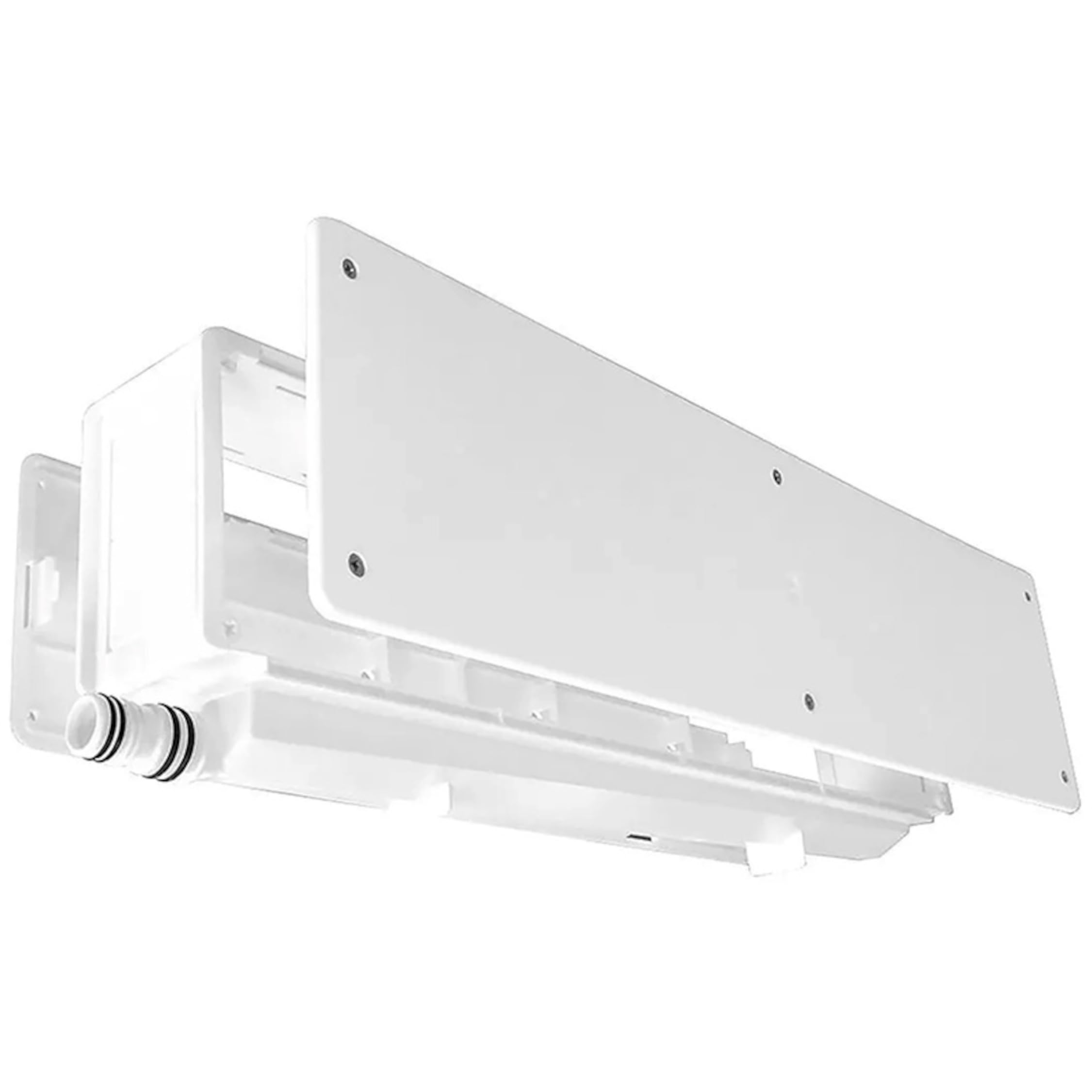 3S SuperSamaStore SplitBox Kondensat-Auffangbox mit eingebautem Siphon – Kondensatwanne für Klimaanlage mit 3 Ablaufrichtungen, Montageplatten, Ø16–20 mm Schlauchanschluss, Kunststoff – CMV4510/S