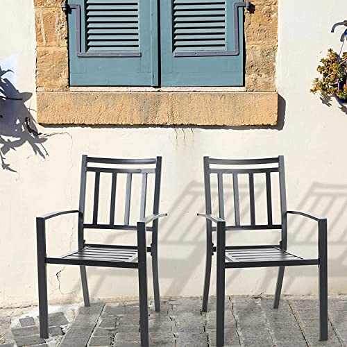 Mfstudio Outdoor Patio Dining Chairs Set Of 2 Metal Stackabe Chair For Garden, Bistro, Lawn, Backyared, Support 300Lbs #TOP1