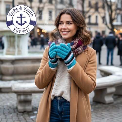 Image of Yacht & Smith 12 Pairs of Winter Gloves Mens Womens and Kids - Thermal Knit Stretchy Fuzzy Bulk Glove Colors