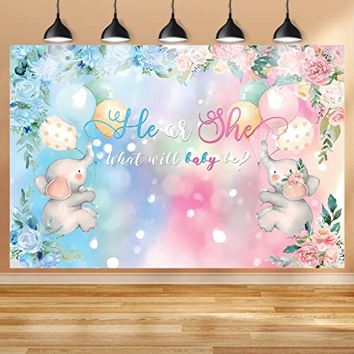 Gender Reveal Banner & Backdrop - Pregnancy Announcement Decorations, Boy or Girl Reveal, 59 x 39 Inches, Blue, Pink