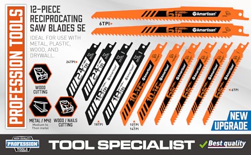 Amartisan 12-Piece Reciprocating Saw Blade Set
