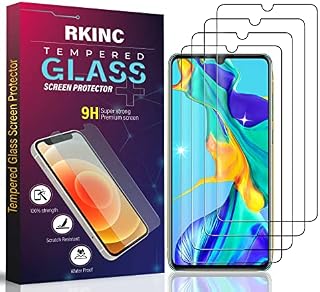 RKINC Screen Protector [4-Pack] for Huawei P30, Tempered Glass Film Screen Protector, 0.33mm [LifetimeWarranty][Anti-Scratch][Anti-Shatter][Bubble-Free]